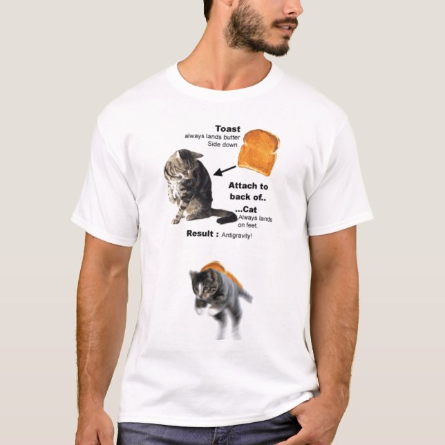 Katze Antigravitations T-Shirt (Vorderseite)