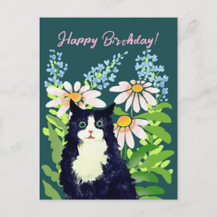 Katze Aquarell Alles Gute zum Geburtstag Feiertagspostkarte