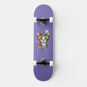 Katze Aquarell Bunt Skateboard