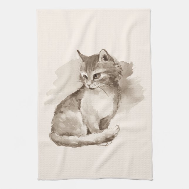 Katze. Aquarell Handtuch (Vertikal)