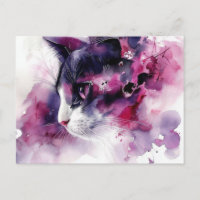 Katze Aquarell Postkarte