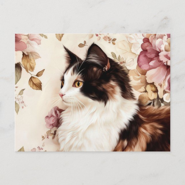 Katze Aquarell Postkarte (Vorderseite)
