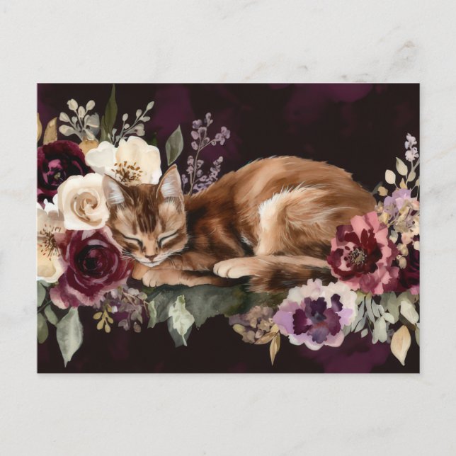 Katze Aquarell Postkarte (Vorderseite)