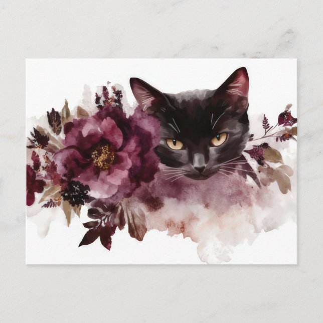 Katze Aquarell Postkarte (Vorderseite)