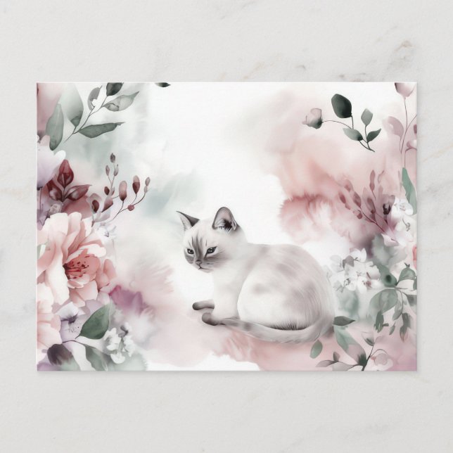 Katze Aquarell Postkarte (Vorderseite)