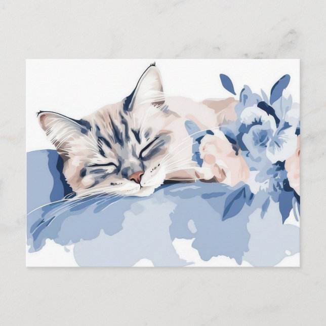Katze Aquarell Postkarte (Vorderseite)