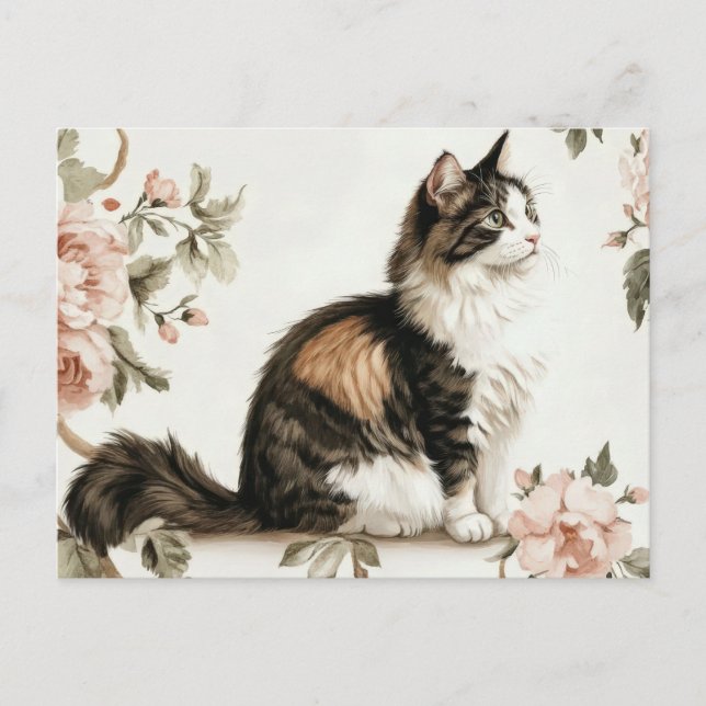 Katze Aquarell Postkarte (Vorderseite)