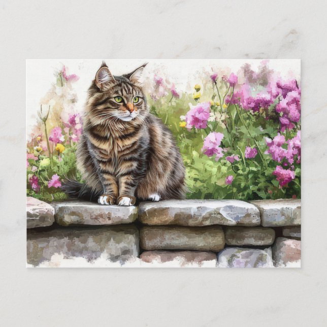 Katze Aquarell Postkarte (Vorderseite)