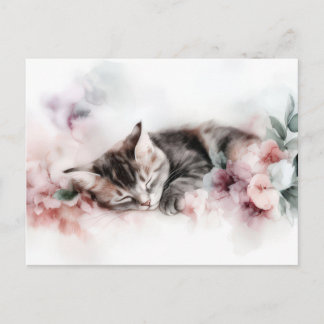 Katze Aquarell Postkarte