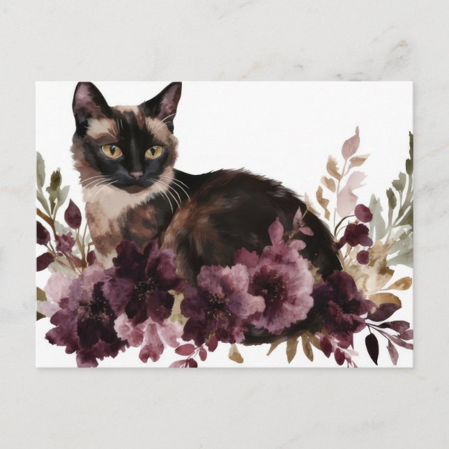 Katze Aquarell Postkarte (Vorderseite)