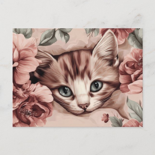 Katze Aquarell Postkarte (Vorderseite)