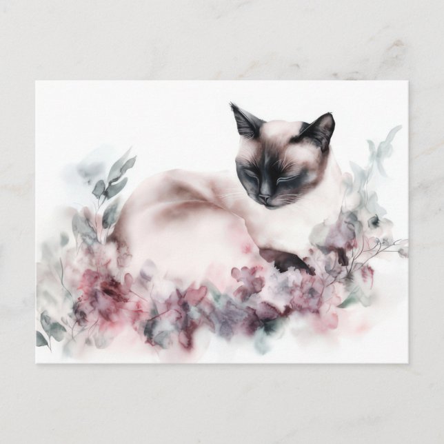 Katze Aquarell Postkarte (Vorderseite)