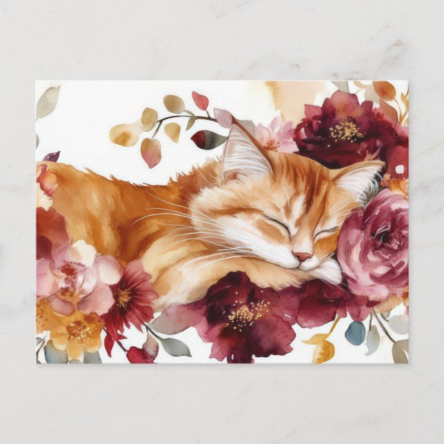 Katze Aquarell Postkarte  (Vorderseite)