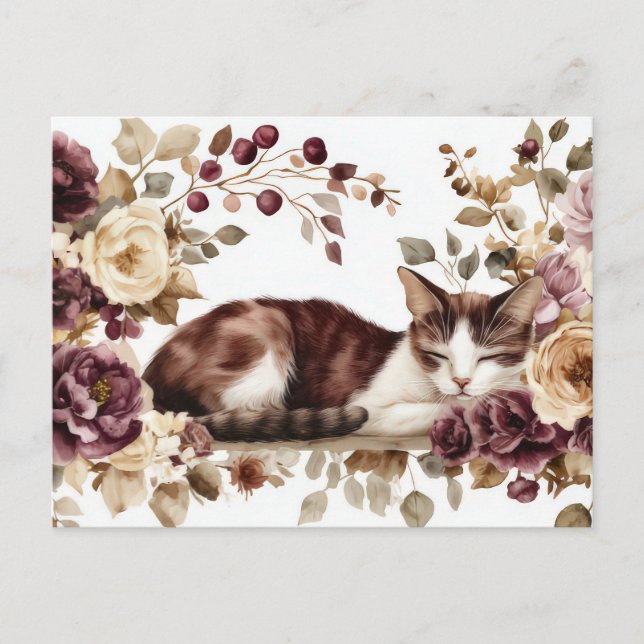 Katze Aquarell Postkarte (Vorderseite)