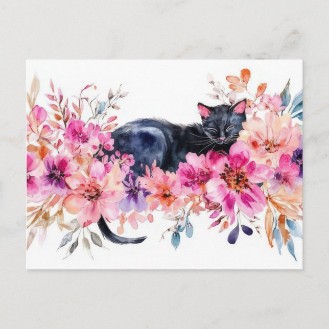 Katze Aquarell Postkarte (Vorderseite)