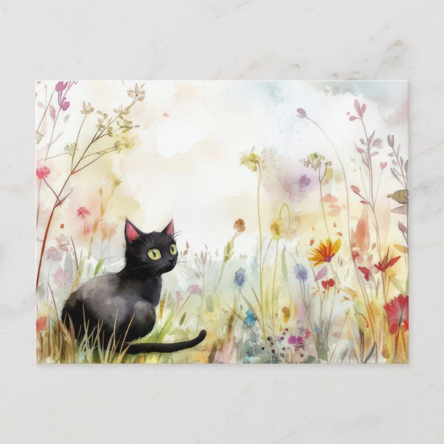 Katze Aquarell Postkarte (Vorderseite)