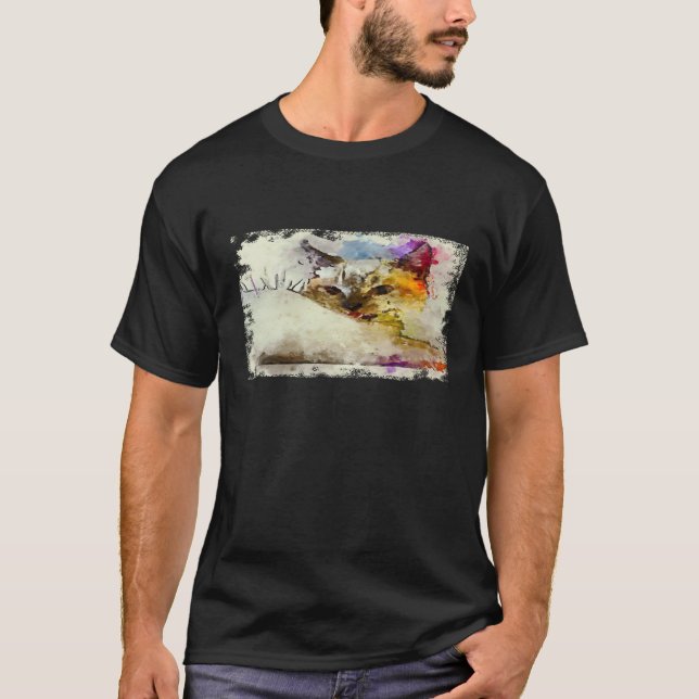Katze Aquarell T-Shirt (Vorderseite)
