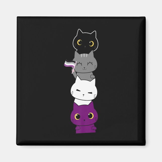 Katze Asexueller Stolz Niedliche Ace Flag Tierfüßl Magnet (Vorne)