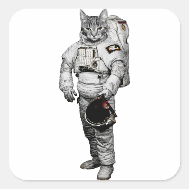 Katze Astronaut Aufkleber (Vorderseite)