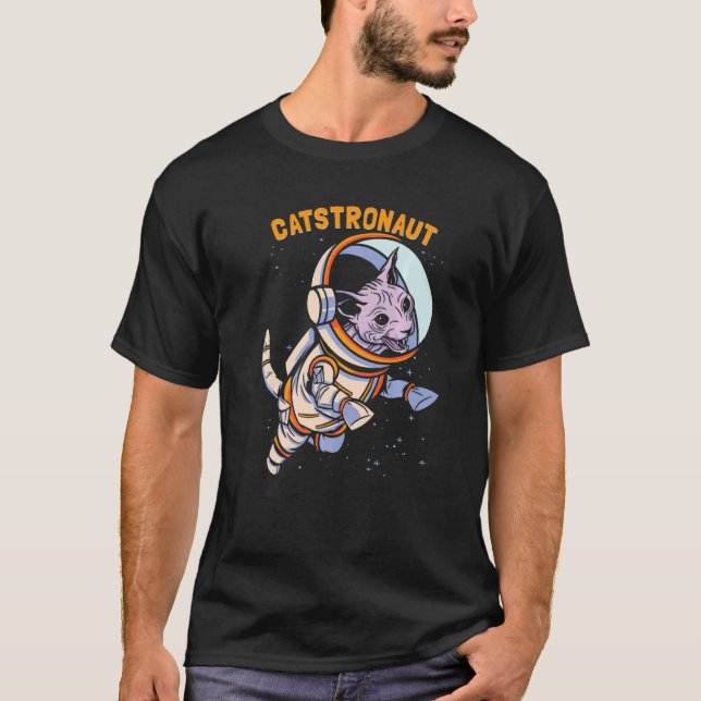 Katze Astronaut Raum T-Shirt (Vorderseite)
