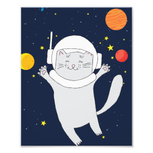 Katze Astronaut Tier mit Helm-Kliterabor Fotodruck