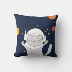 Katze Astronaut Tier mit Helm-Kliterabor Kissen