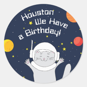 Katze Astronaut Tier mit Helm-Kliterabor Runder Aufkleber