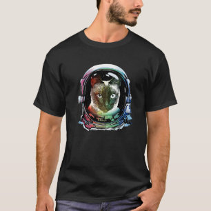 Katze Astronaut Weltraum Katze Retro 4 T-Shirt