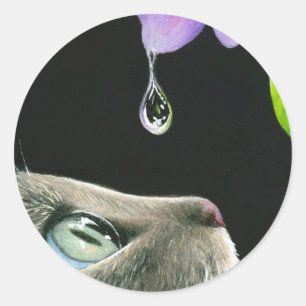 Katze auf Blume Wasser fallen 409 Aufkleber