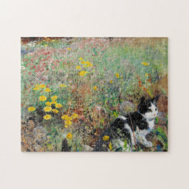 Katze auf Blumenbeet Puzzle