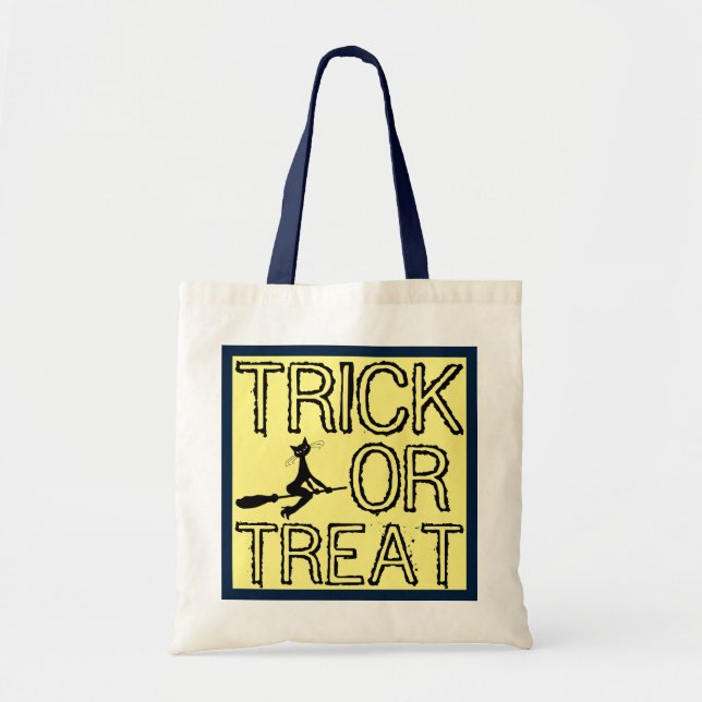 Katze auf Broomstick, Halloween-Tasche Tragetasche (Vorne)