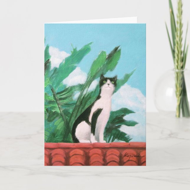 Katze auf Dach Karte (Vorderseite)