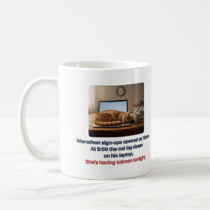 Katze auf dem Laptop Lustiger Marathon Becher Kaffeetasse