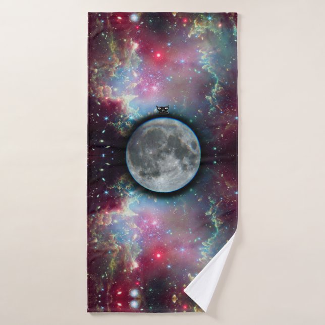 Katze auf dem Mond Badehandtuch (Badehandtuch)