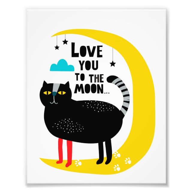 Katze auf dem Mond Fotodruck (Vorne)