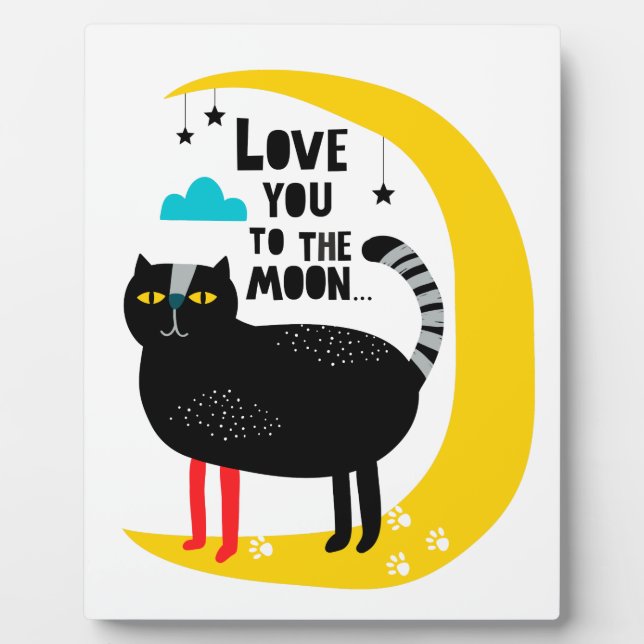 Katze auf dem Mond Fotoplatte (Vorderseite)