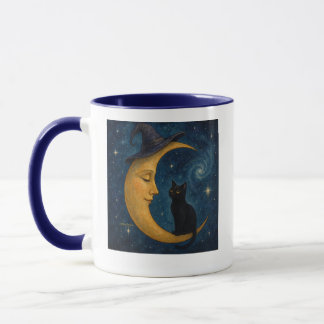 Katze auf dem Mond Kaffeebecher Tasse