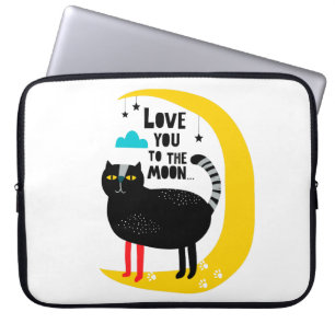 Katze auf dem Mond Laptopschutzhülle