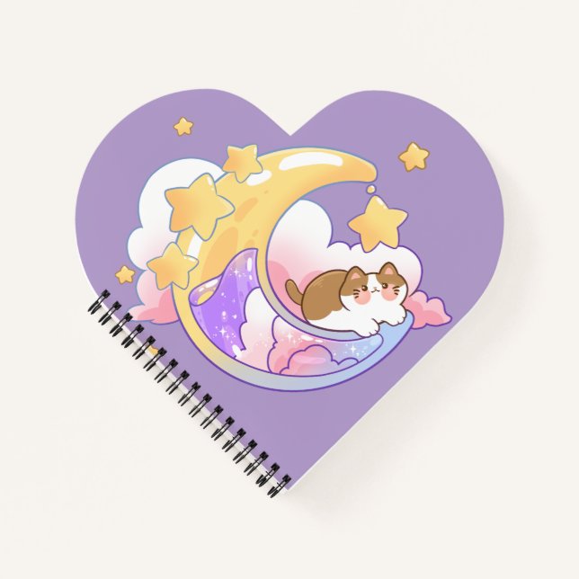 Katze auf dem Mond Notizbuch (Vorderseite)