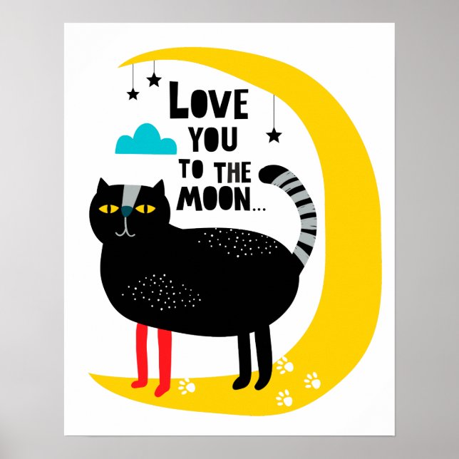 Katze auf dem Mond Poster (Vorne)