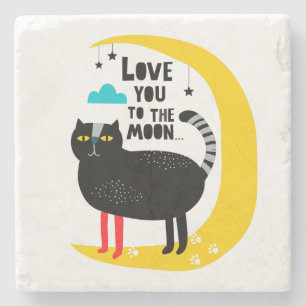 Katze auf dem Mond Steinuntersetzer