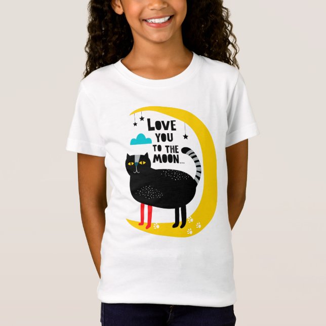 Katze auf dem Mond T-Shirt (Vorderseite)