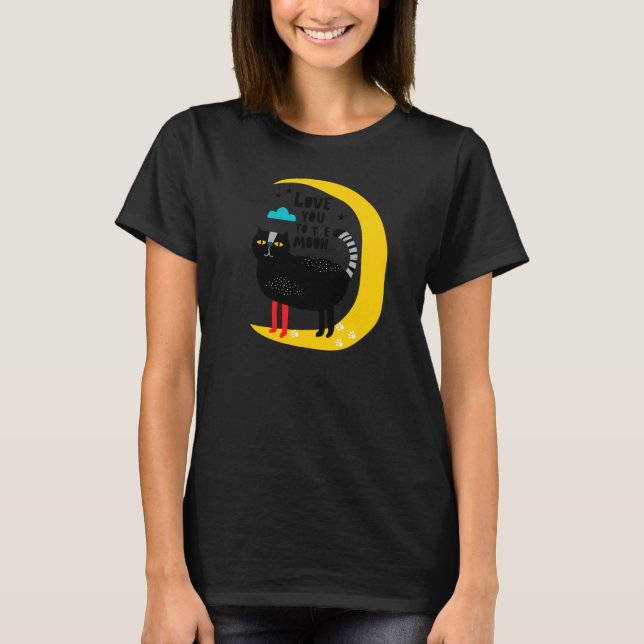 Katze auf dem Mond T-Shirt (Vorderseite)