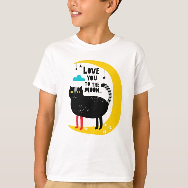 Katze auf dem Mond T-Shirt (Vorderseite)