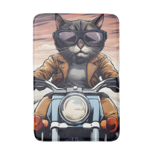 Katze auf dem Motorrad Badematte