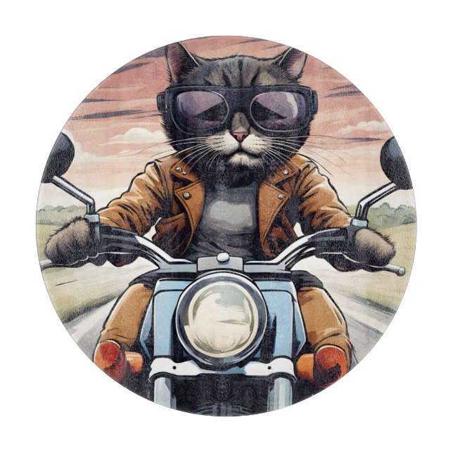 Katze auf dem Motorrad Schneidebrett (Vorderseite)