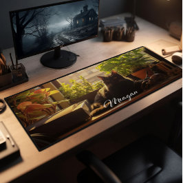 Katze auf dem Schreibtisch Personalisiert Schreibtischunterlage