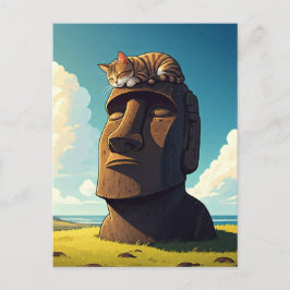 Katze auf der Osterinsel Moai Postkarte