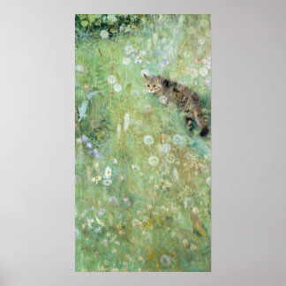 Katze auf der Sommerwiese, Bruno Liljefors Poster