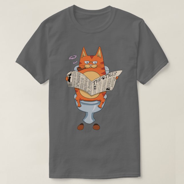 Katze auf der Toilette Funny Cat Liebhaber Toilett T-Shirt (Design vorne)